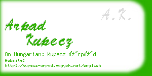 arpad kupecz business card